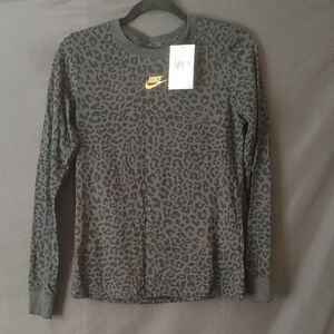 Nike Gray Leopard Print Long Sleeve Shirt